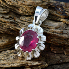 Rebeca Red Gemstone Pendant Elegant Silver Jewelry