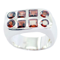 Stella Red Gemstone Signet Ring With Silver Band Garnet Red