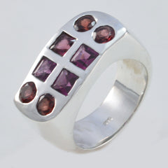 Stella Red Gemstone Signet Ring With Silver Band