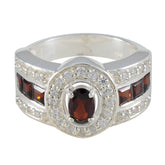 Hanna Red Halo Ring for Women with Gemstone Accents Garnet Red