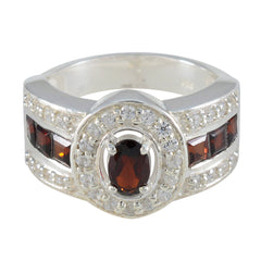 Hanna Red Halo Ring for Women with Gemstone Accents Garnet Red