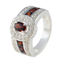 Hanna Red Halo Ring for Women with Gemstone Accents