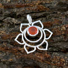 Isla Red Rope-Wire Pendant Sterling Silver Floral