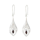 Natalie Red Solitaire Dangle Earrings for Glam Shine Garnet Red Dangle