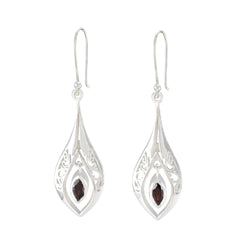 Natalie Red Solitaire Dangle Earrings for Glam Shine Garnet Red Dangle