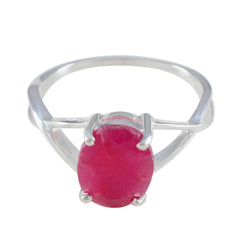Sakura Red Solitaire Gemstone Ring in Silver