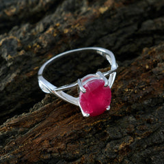 Sakura Red Solitaire Gemstone Ring in Silver