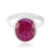 Julia Red Solitaire Ring for Women in Silver Indian Ruby Red