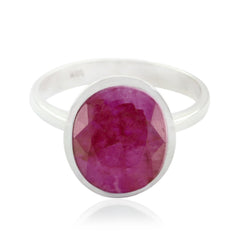 Julia Red Solitaire Ring for Women in Silver Indian Ruby Red
