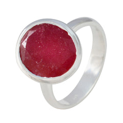 Julia Red Solitaire Ring for Women in Silver