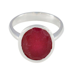 Julia Red Solitaire Ring for Women in Silver