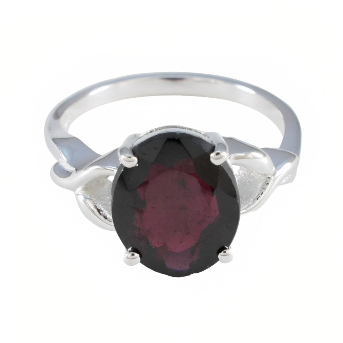 Siti Red Solitaire Ring India with Oval Gemstone Garnet Red