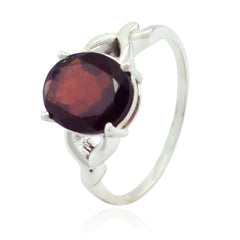 Siti Red Solitaire Ring India with Oval Gemstone
