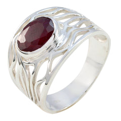 Greta Red Solitaire Ring with Elegant Silver Design