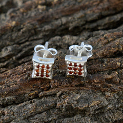 Lourdes Red Stud Earrings for Everyday Glam