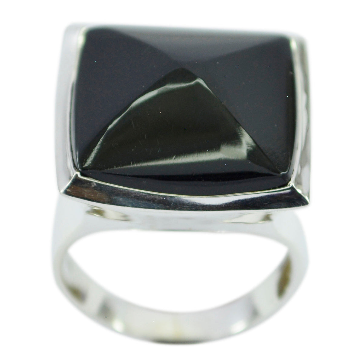 Maria Retro Black Solitaire Ring with Bold Design Black Onyx Black