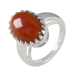 Meera Romantic Red Solitaire Ring with Orange Gemstone