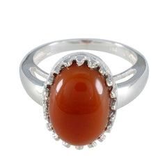 Meera Romantic Red Solitaire Ring with Orange Gemstone
