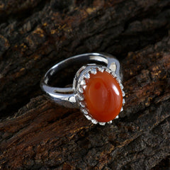 Meera Romantic Red Solitaire Ring with Orange Gemstone