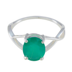 Rina Elegant Green Solitaire Ring with Silver Band