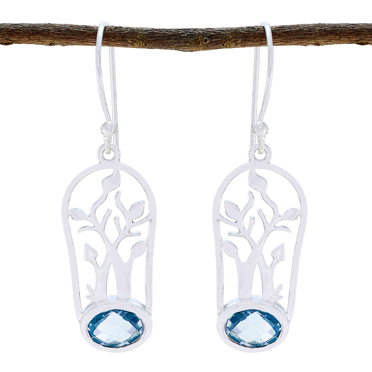 Penelope Solitaire Dangle Earrings for Everyday Glam Blue topaz Blue Dangle