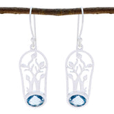 Penelope Solitaire Dangle Earrings for Everyday Glam Blue topaz Blue Dangle