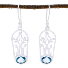 Penelope Solitaire Dangle Earrings for Everyday Glam Blue topaz Blue Dangle