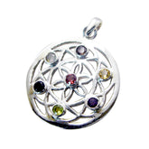 Sophia Statement Gemstone Necklace Pendant Silver Charm Multi Stone multicolor Multicolor