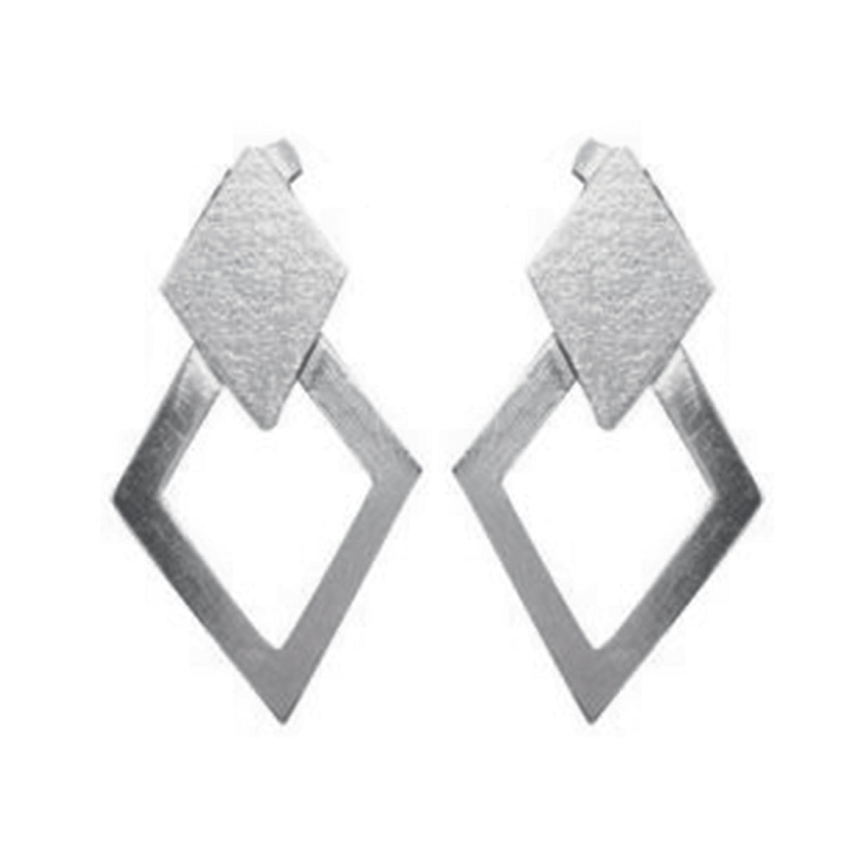 Micaela Silver Stud Earrings with Modern Design Plain Gray Stud