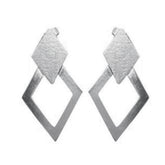 Micaela Silver Stud Earrings with Modern Design Plain Gray Stud