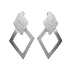 Micaela Silver Stud Earrings with Modern Design Plain Gray Stud
