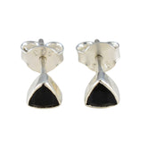 Maria Silver Stud Earrings India with Black Gemstone Black Onyx Black Stud