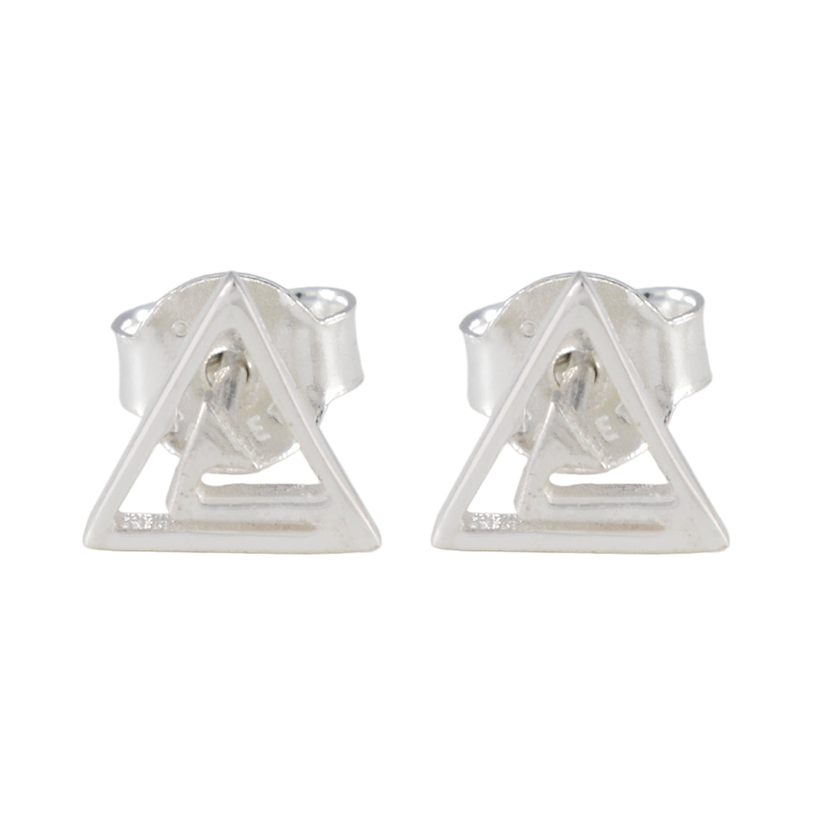 Nayara Silver Stud Earrings with Unique Triangle Design Plain Gray Stud