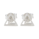 Nayara Silver Stud Earrings with Unique Triangle Design Plain Gray Stud