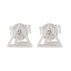 Nayara Silver Stud Earrings with Unique Triangle Design Plain Gray Stud