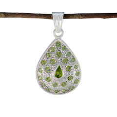 Yasmin Green Gemstone Pendant Silver Teardrop Design Peridot Green Green