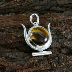 Luna Modern Dainty Pendant with Tiger Eye Gemstone