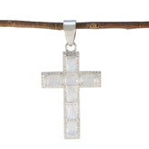 Yasmine White Abstract Tiny Pendant Rainbow Moonstone White White