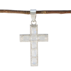 Yasmine White Abstract Tiny Pendant Rainbow Moonstone White White