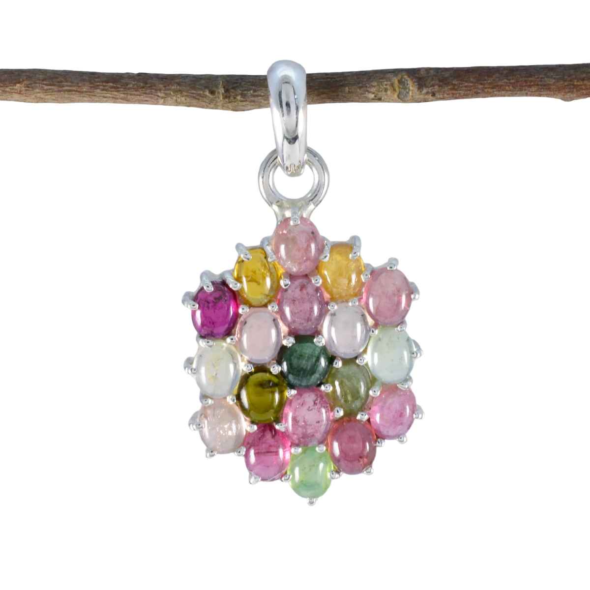 Ella Trendy Everyday Pendant for Women with Gemstones Tourmaline multicolor Multicolor