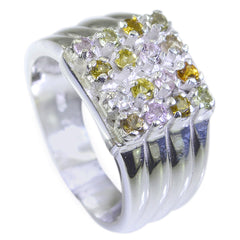 Agnes Trendy Multicolor Gemstone Ring in Silver