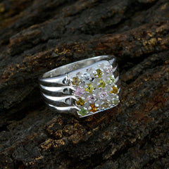 Agnes Trendy Multicolor Gemstone Ring in Silver