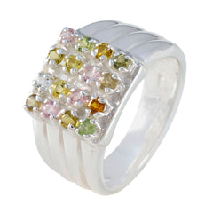 Agnes Trendy Multicolor Gemstone Ring in Silver