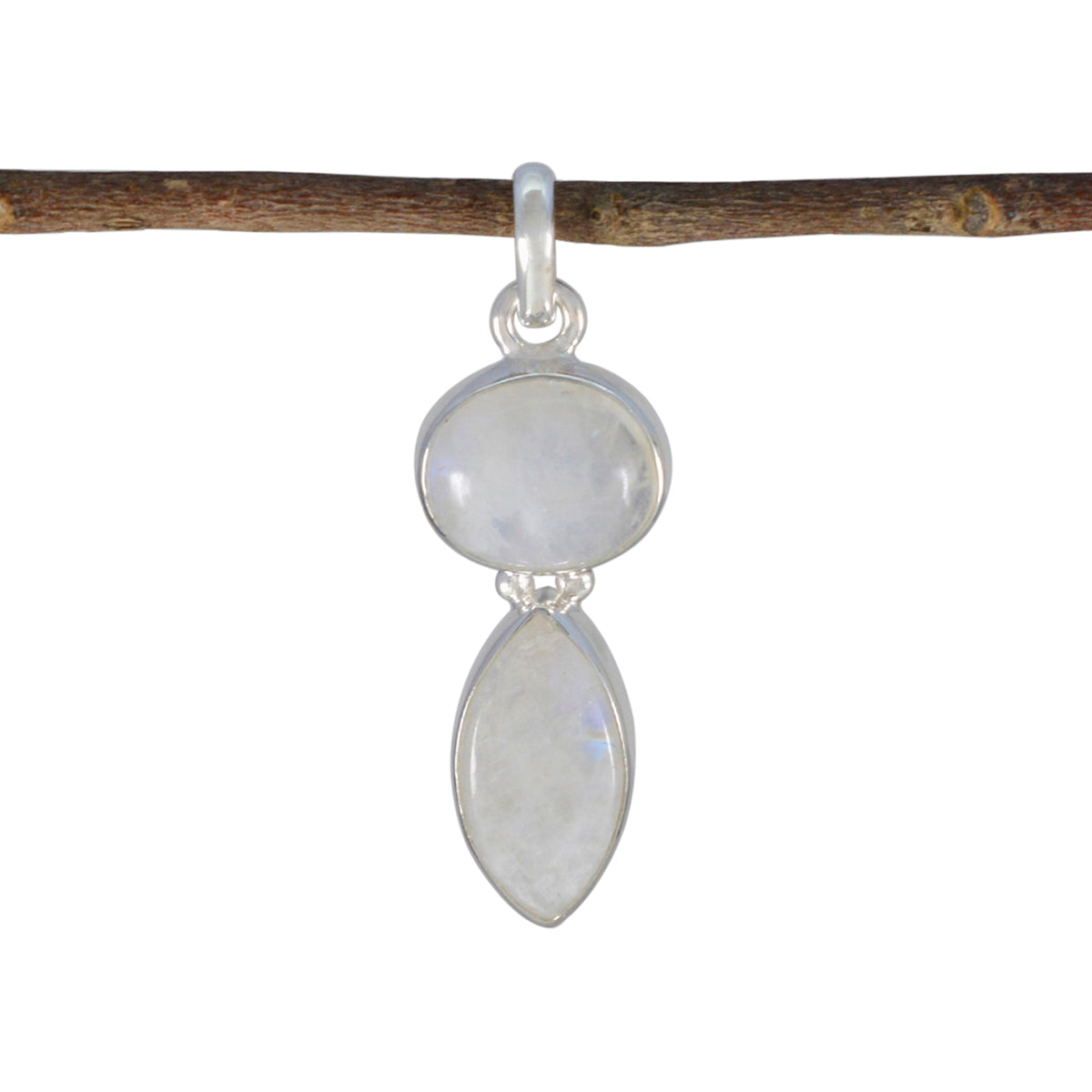 Greta Trendy White Pendant with Elegant Gemstones Rainbow Moonstone White White