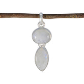 Greta Trendy White Pendant with Elegant Gemstones Rainbow Moonstone White White