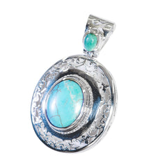 Clara Turquoise Geometric Pendant with Silver Detailing