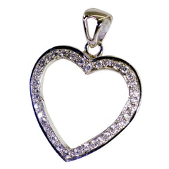 Sarah White Heart Pendant Necklace with Sparkling Stones