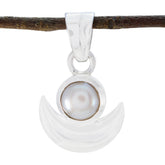 Ida White Pearl Pendant Necklace with Crescent Design Pearl White White