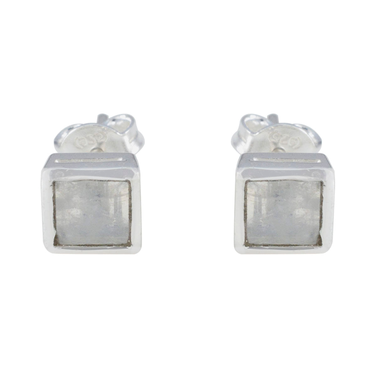 Antonia White Solitaire Stud Earrings for Everyday Elegance Rainbow Moonstone White Stud