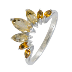 Ji-eun yellow gemstone crown ring with marquise and pear shaped stones set in silver band